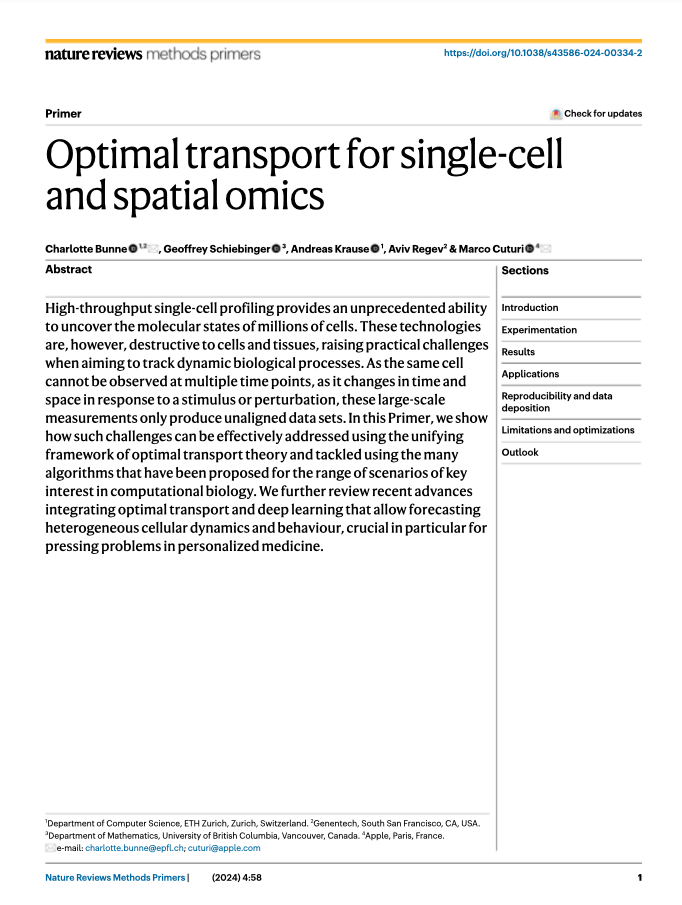 First Page of Article on OT in Spatial and Single-Cell Omics